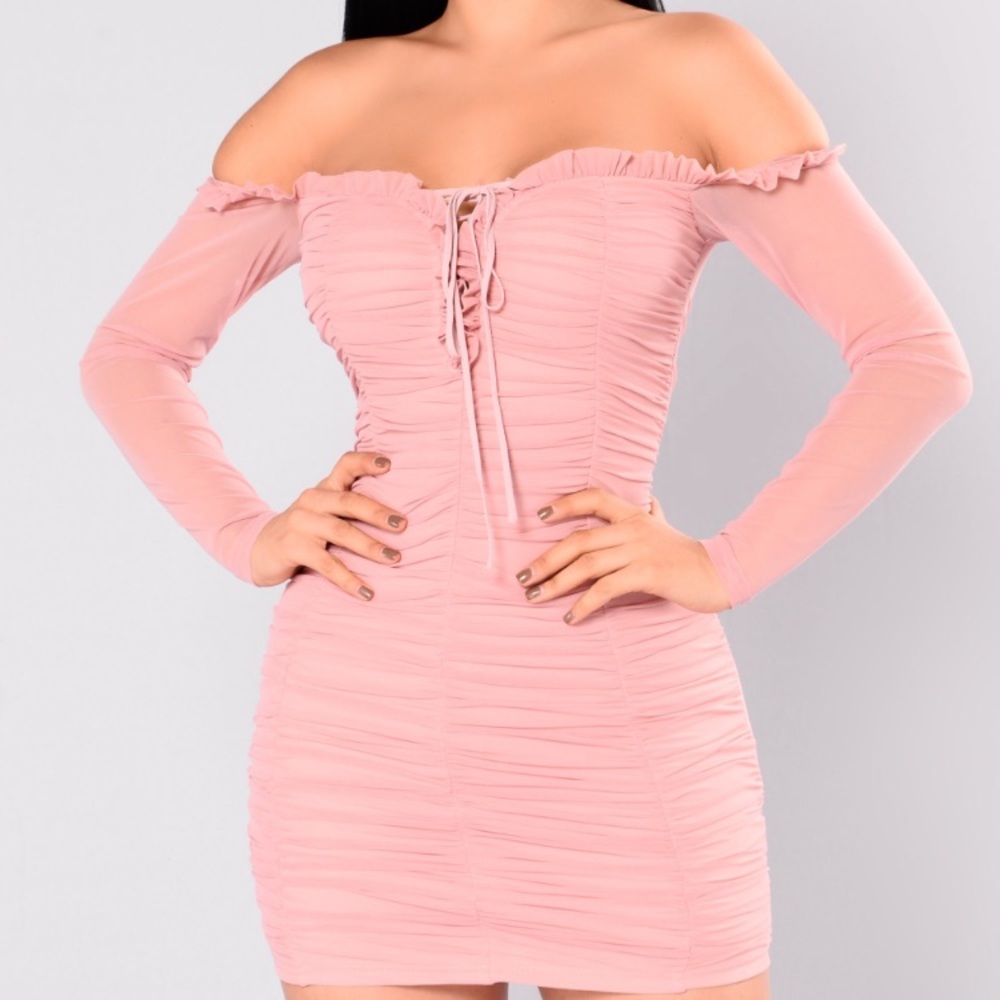 Fashionnova Maura Mesh Dress- Mauve